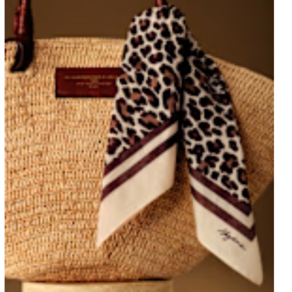 Sezane 100% Cotton Leopard Square Scarf/  Leopard pattern/ NEW
